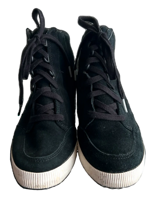 Sorel Shoe Size 8 Black Suede High Top lace up Almond Toe Booties Black / 8