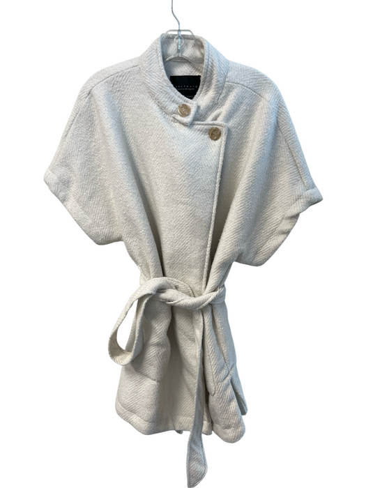 Sanctuary Size Small White Polyester Short Sleeve Belted Neck button Coat White / Small