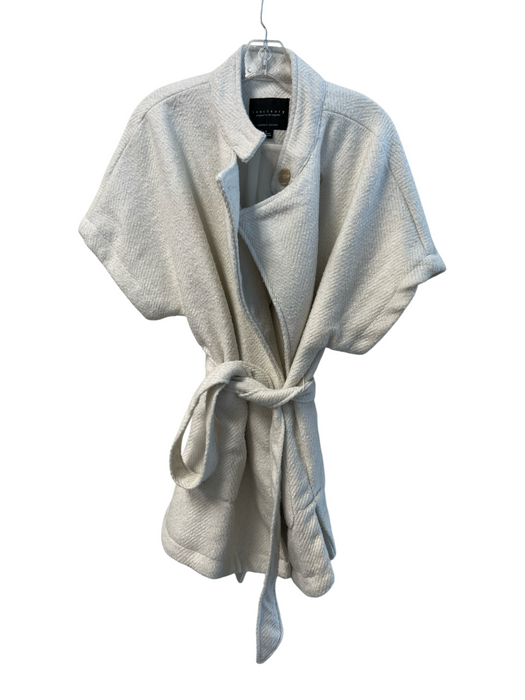 Sanctuary Size Small White Polyester Short Sleeve Belted Neck button Coat White / Small