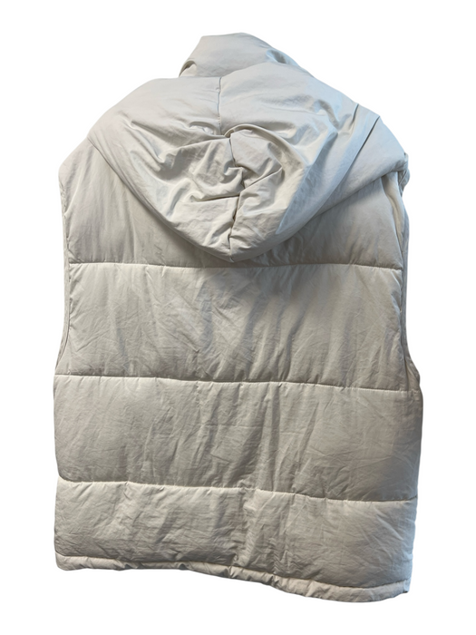 Free People Size Small Off White Polyester & Nylon Puffer Hood Pockets Vest Off White / Small