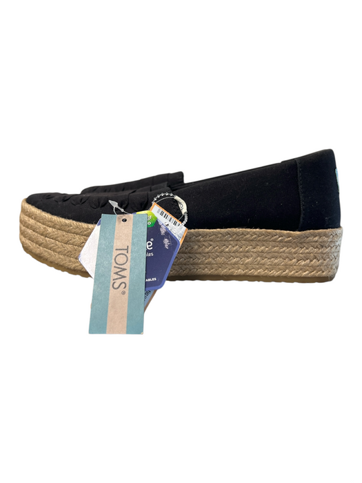 Toms Shoe Size 7.5 Black Canvas Almond Toe Slip On Espadrille Shoes Black / 7.5