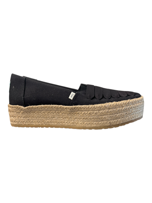 Toms Shoe Size 7.5 Black Canvas Almond Toe Slip On Espadrille Shoes Black / 7.5