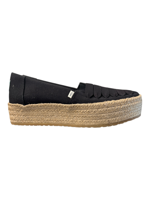 Toms Shoe Size 7.5 Black Canvas Almond Toe Slip On Espadrille Shoes Black / 7.5
