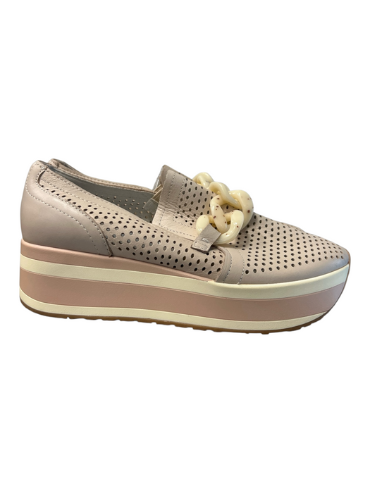 Dolce Vita Shoe Size 8 Tan Leather Suede Almond Toe Perforated Platform Shoes Tan / 8