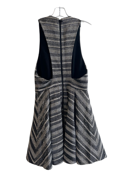 Alice + Olivia Size Est S/M Black & Beige Cotton & Nylon Woven Stripes Dress Black & Beige / Est S/M