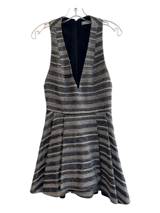 Alice + Olivia Size Est S/M Black & Beige Cotton & Nylon Woven Stripes Dress Black & Beige / Est S/M