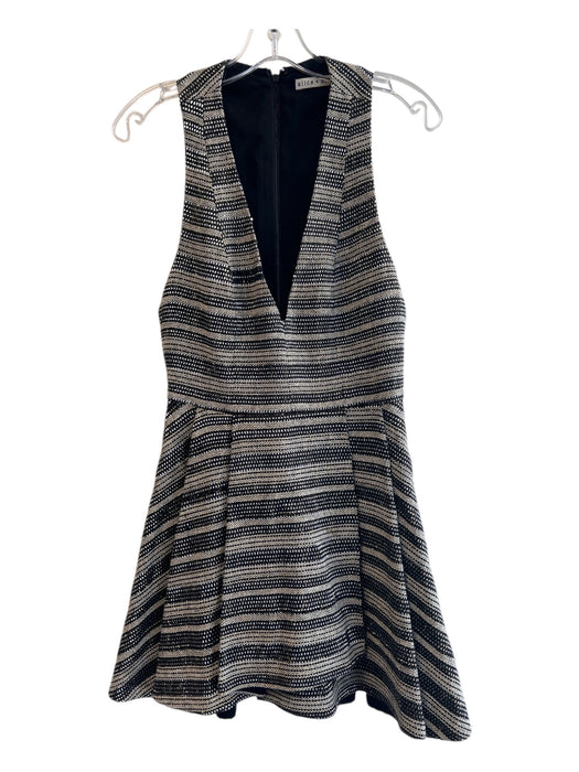 Alice + Olivia Size Est S/M Black & Beige Cotton & Nylon Woven Stripes Dress Black & Beige / Est S/M
