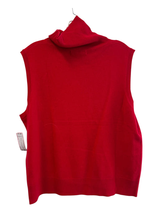Antonio Melani Size XL Red 100% Cashmere Knit Turtleneck Sleeveless Vest Sweater Red / XL