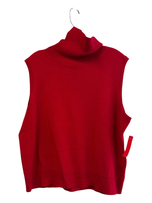 Antonio Melani Size XL Red 100% Cashmere Knit Turtleneck Sleeveless Vest Sweater Red / XL