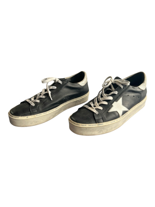 Golden Goose Shoe Size 40 Black & Silver Genuine Leather Lace Up Low Top Shoes Black & Silver / 40