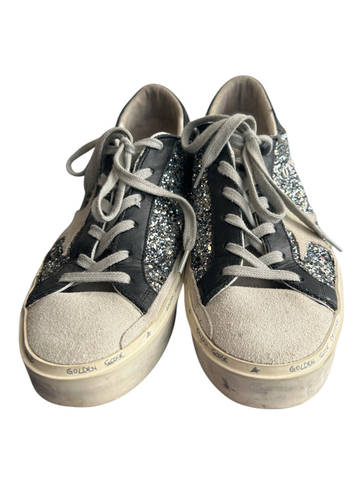 Golden Goose Shoe Size 40 Silver Genuine Leather Glitter Low Top Platform Shoes Silver / 40