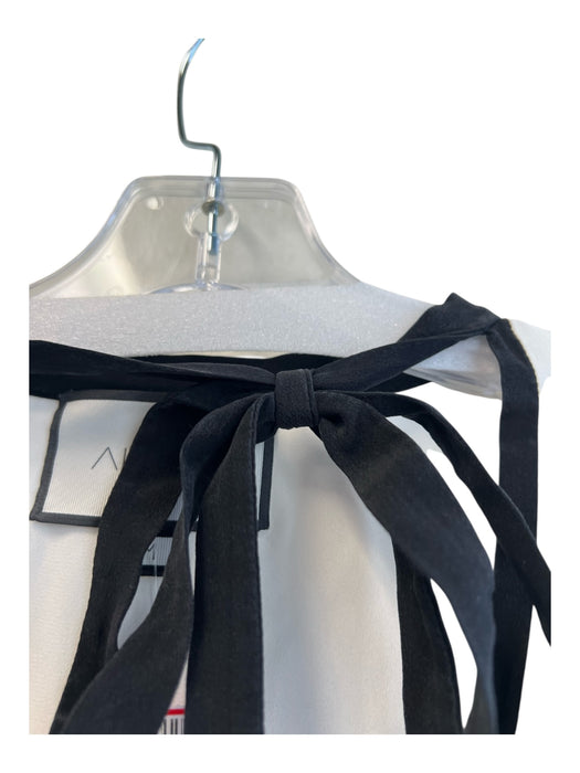 Alexis Size M White & Black Missing Fabric Tag Contrast Ruffle Tie Neck Top White & Black / M