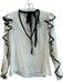 Alexis Size M White & Black Missing Fabric Tag Contrast Ruffle Tie Neck Top White & Black / M