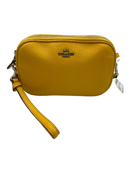 Coach Yellow Pebbled Leather Crossbody Top Zip silver hardware Bag Yellow / S