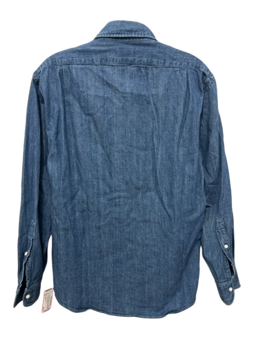 Sid Mashburn Size M Blue Cotton Solid Front Pocket Button up Long Sleeve Shirt Blue / M