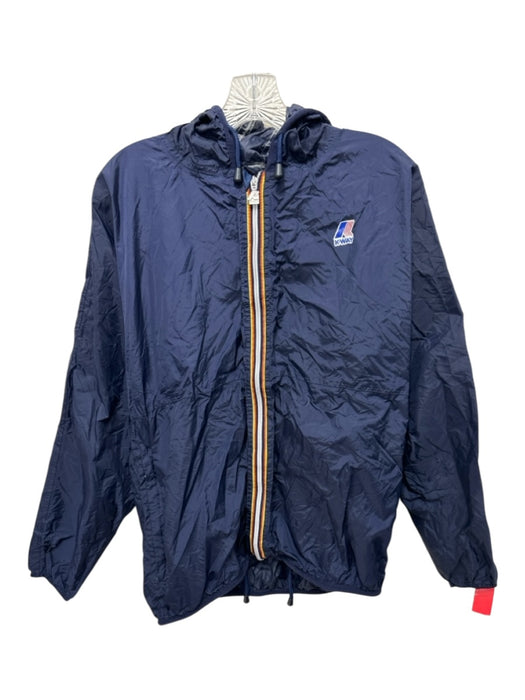 K Way Size S Navy Synthetic Solid Windbreaker Zip Up Men's Jacket Navy / S