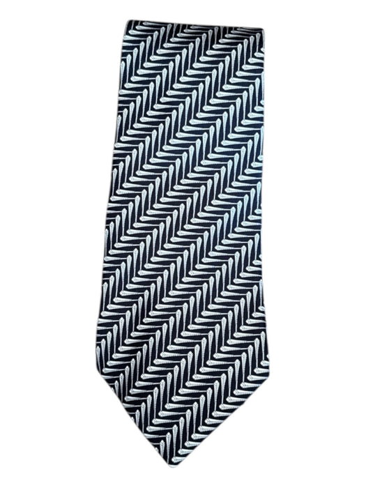 Hermes Black & Silver Silk Abstract Men's Ties Black & Silver