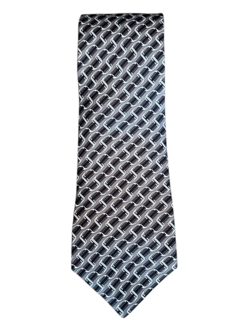 Hermes Brown & Black Silk Abstract Men's Ties Brown & Black