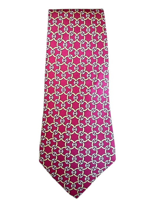 Hermes Purple & White Silk Chain Men's Ties Purple & White