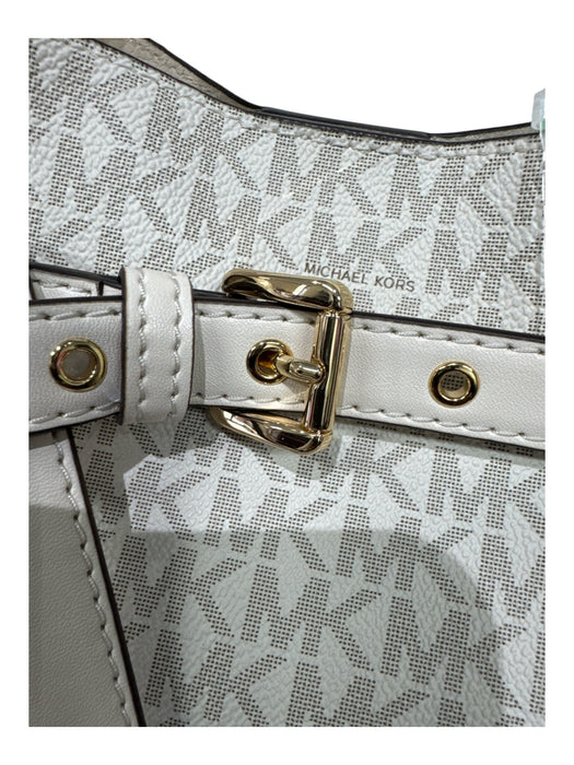 Michael Kors White & Grey Leather Monogram Shoulder Bag Magnetic Close Bag White & Grey / L