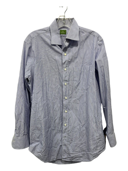 Sid Mashburn Size 15.5 Purple & White Cotton Striped Button Up Long Sleeve Shirt 15.5