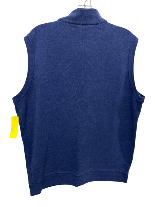 Peter Millar Size L Blue Rayon Solid Quarter Zip Men's Vest Blue / L