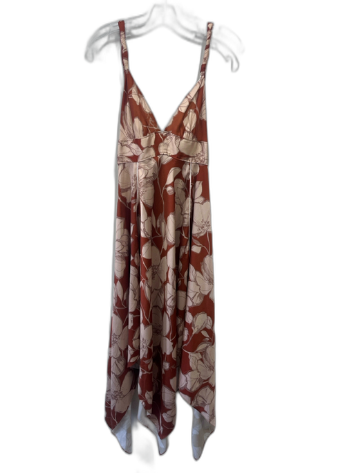 Alexis Size XS Brown, Taupe & White Polyester Sleeveless Floral Dress Brown, Taupe & White / XS