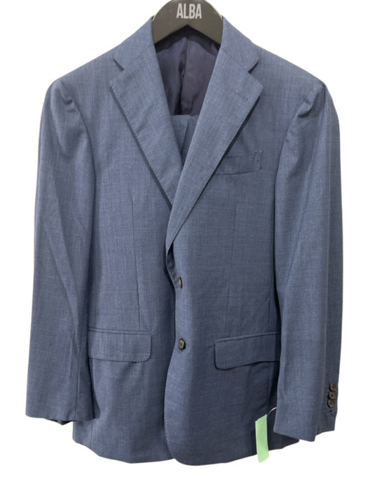 Sid Mashburn Blue Wool Solid 2 Button Men's Suit Blue / 48