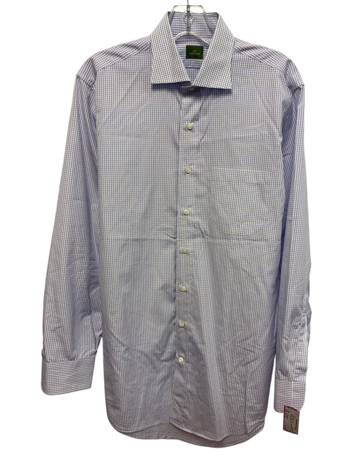 Sid Mashburn Size Est M Blue & White Cotton Plaid Button Down Long Sleeve Shirt Blue & White / Est M