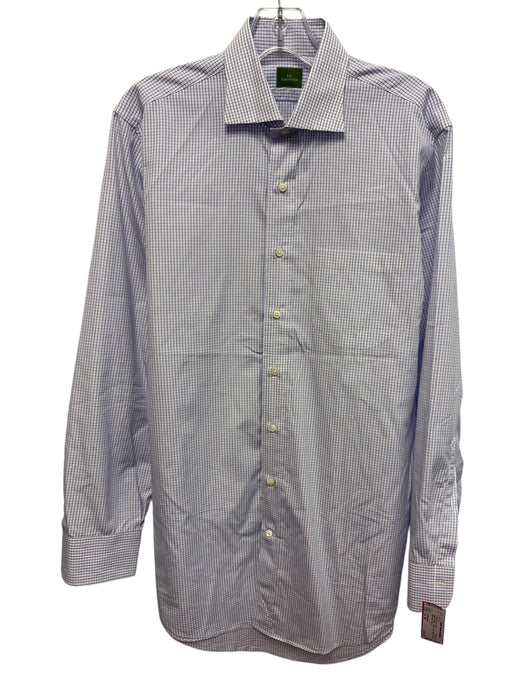 Sid Mashburn Size Est M Blue & White Cotton Plaid Button Down Long Sleeve Shirt Blue & White / Est M