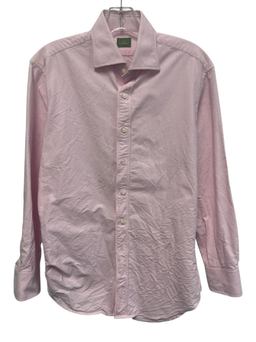 Sid Mashburn Size Est M Pink Cotton Solid Button Down Men's Long Sleeve Shirt Pink / Est M
