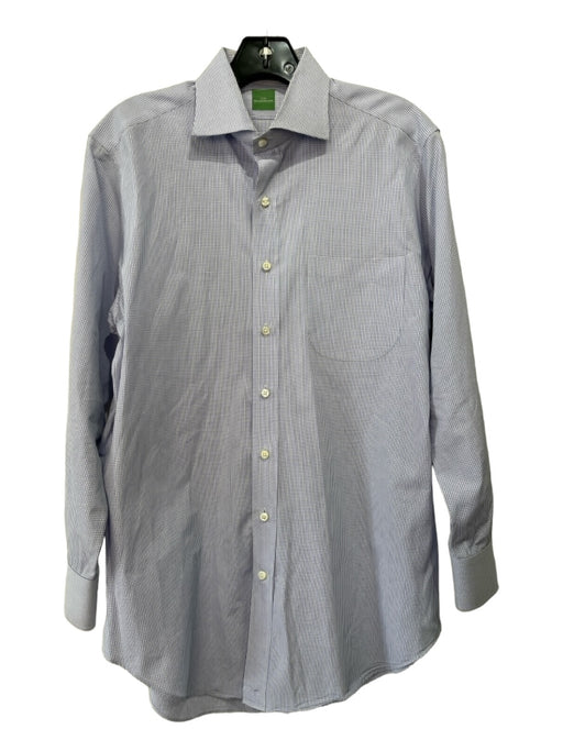 Sid Mashburn Size 15.5 Blue & White Cotton Grid Button Down Long Sleeve Shirt 15.5