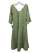 Parterre Size 00 Green & White Cotton Boat Neck Abstract Floral 3/4 Sleeve Dress Green & White / 00