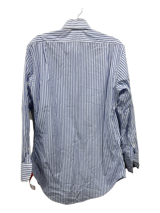 Sid Mashburn Size Est M White & Blue Cotton Striped Men's Long Sleeve Shirt White & Blue / Est M