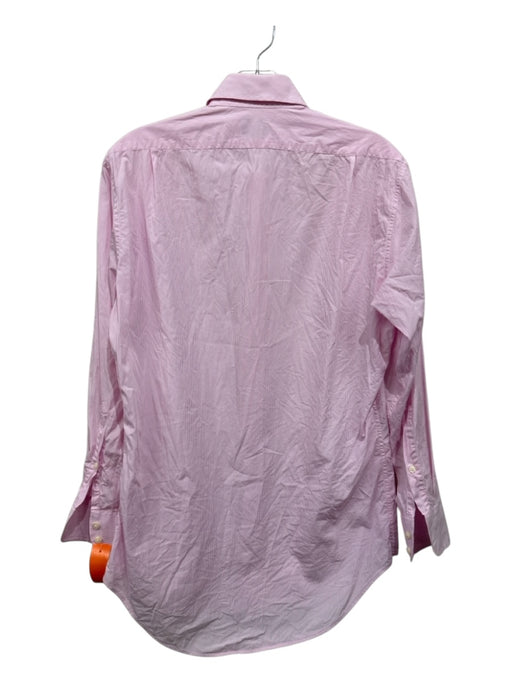 Sid Mashburn Size Est M Pink & White Cotton Striped Men's Long Sleeve Shirt Pink & White / Est M