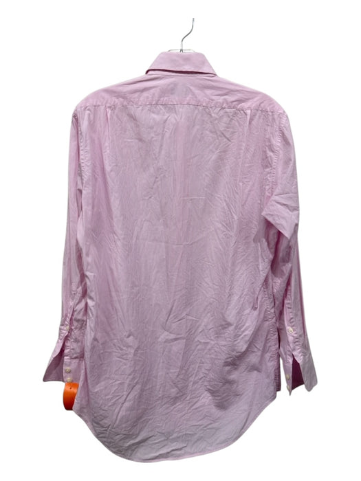 Sid Mashburn Size Est M Pink & White Cotton Striped Men's Long Sleeve Shirt Pink & White / Est M