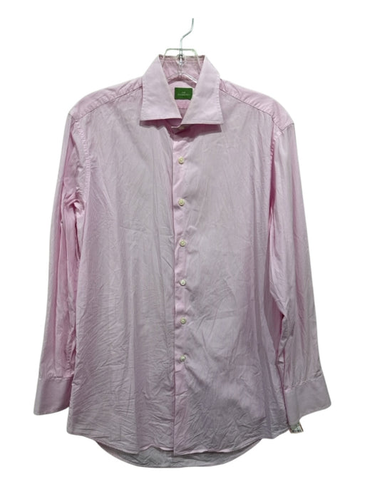 Sid Mashburn Size Est M Pink & White Cotton Striped Men's Long Sleeve Shirt Pink & White / Est M