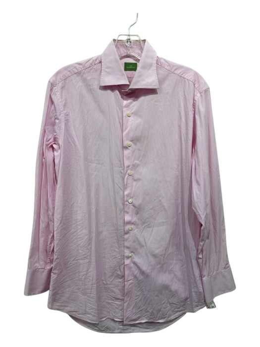 Sid Mashburn Size Est M Pink & White Cotton Striped Men's Long Sleeve Shirt Pink & White / Est M