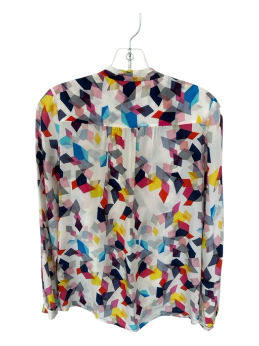 Trina Turk Size S White & Multi Silk Long Sleeve Geometric Top White & Multi / S