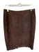 Size 12 Chocolate Brown Suede Back Zip Ruffles Pencil Skirt Chocolate Brown / 12