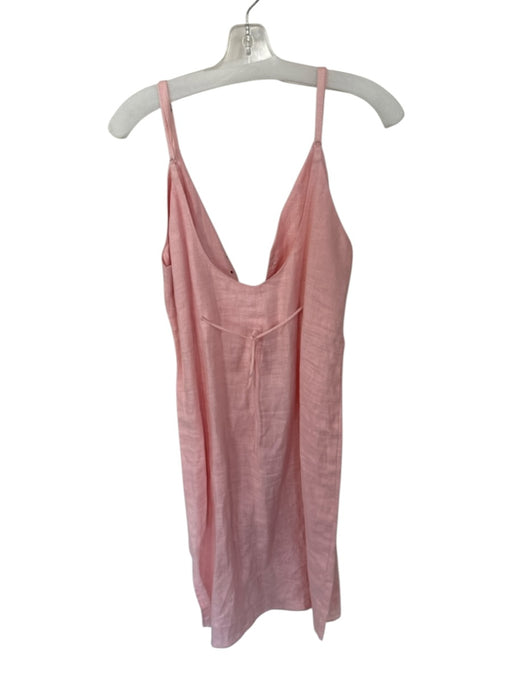 Reformation Size M Pink Linen Spaghetti Strap V Neck Midi Dress Pink / M