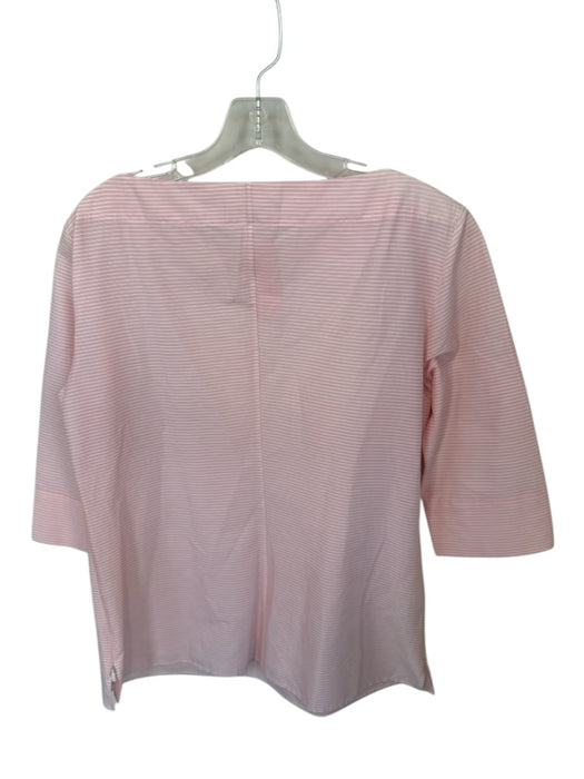 Boss Size 10 Peach & White Cotton Long Sleeve Striped Boat Neck Side Zip Top Peach & White / 10