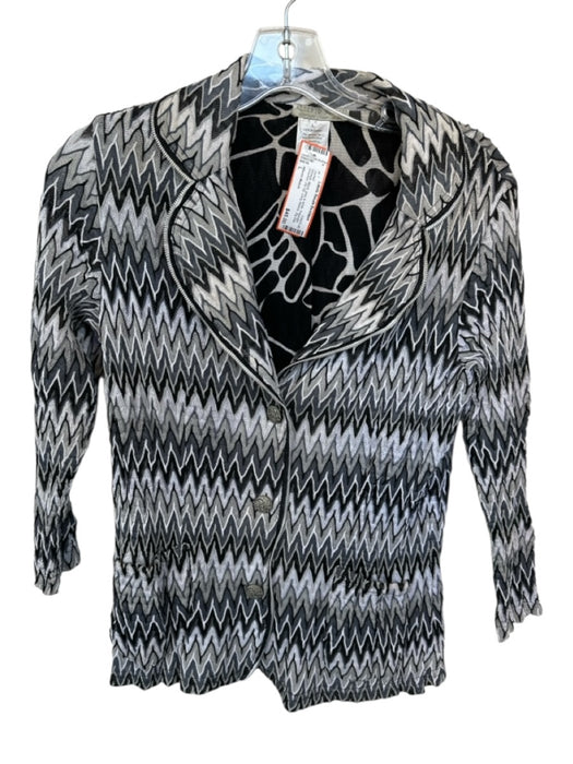 Alberto Makali Size L Black, gray & white Polyester Chevron Zip Up Jacket Black, gray & white / L
