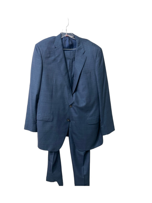 H Stockton Navy Wool Plaid 2 Button Men's Suit 45