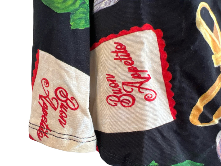 Lisa Says Gah Size M Black & Multi Rayon Elastic Waist Above Knee Skort Skirt Black & Multi / M