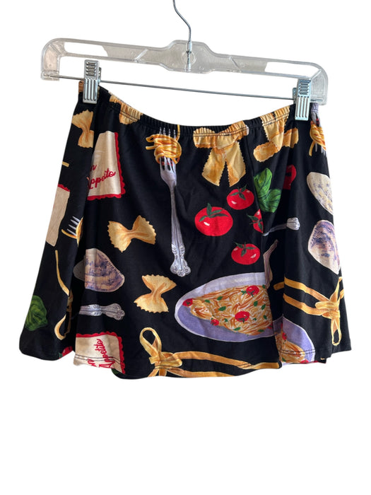 Lisa Says Gah Size M Black & Multi Rayon Elastic Waist Above Knee Skort Skirt Black & Multi / M
