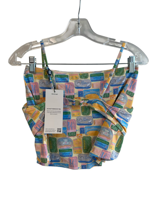 Blackbough Size M Blue & Multi Nylon Skirt tin fish print Triangle Swimsuit Blue & Multi / M