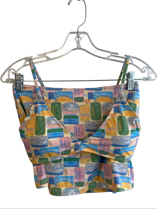 Blackbough Size M Blue & Multi Nylon Skirt tin fish print Triangle Swimsuit Blue & Multi / M