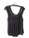 Free People Size M Black Polyester Boat Neck Crochet Gunmetal Hardware Flowy Top Black / M