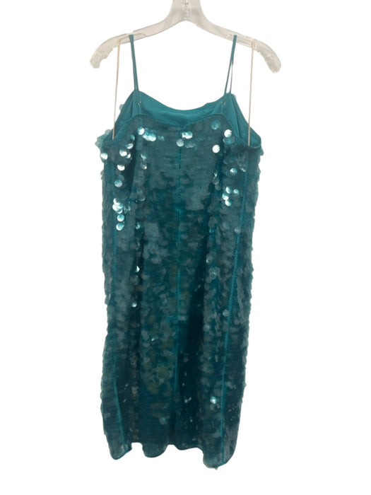 Trina Turk Size 12 Teal Blue Polyester Spaghetti Strap All Over Sequins Dress Teal Blue / 12
